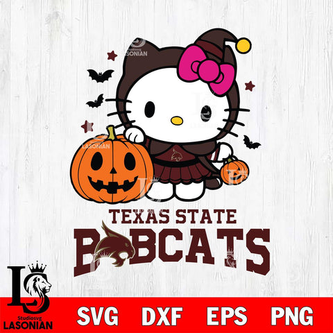 Texas State Bobcats Hello Kitty Horror 1 Svg Eps Dxf Png File, Digital Download