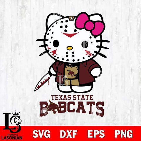 Texas State Bobcats Hello Kitty Horror 3 Svg Eps Dxf Png File, Digital Download
