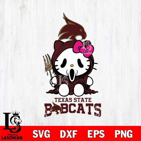 Texas State Bobcats Hello Kitty Horror 4 Svg Eps Dxf Png File, Digital Download