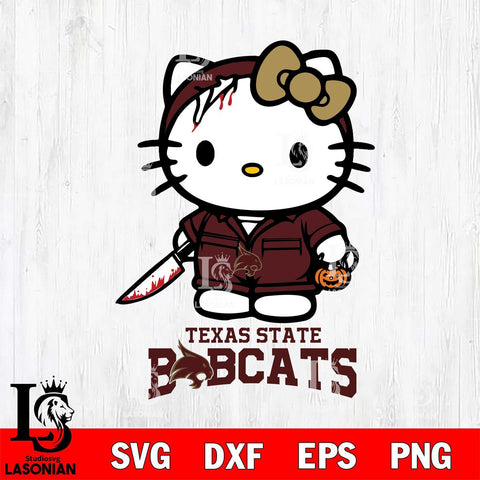 Texas State Bobcats Hello Kitty Horror 5 Svg Eps Dxf Png File, Digital Download