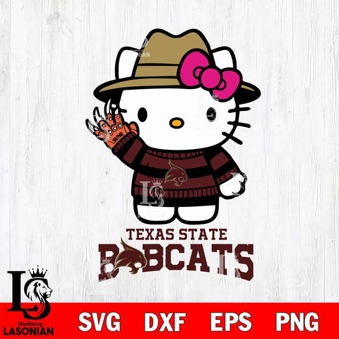 Texas State Bobcats Hello Kitty Horror 6 Svg Eps Dxf Png File, Digital Download