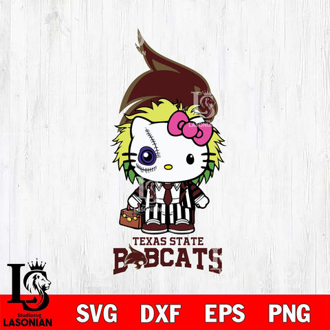 Texas State Bobcats Hello Kitty Horror 8 Svg Eps Dxf Png File, Digital Download