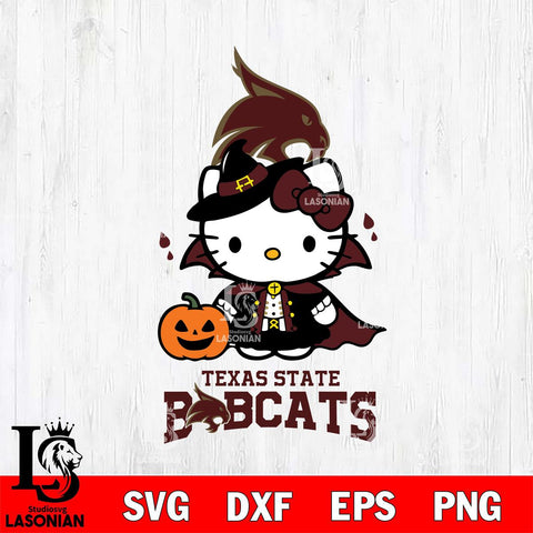 Texas State Bobcats Hello Kitty Horror 9 Svg Eps Dxf Png File, Digital Download