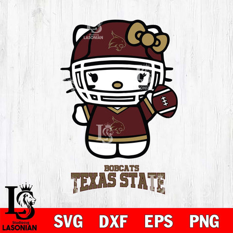 Texas State Bobcats Hello Kitty NCAA 1 Svg Eps Dxf Png File, Digital Download, Instant Download