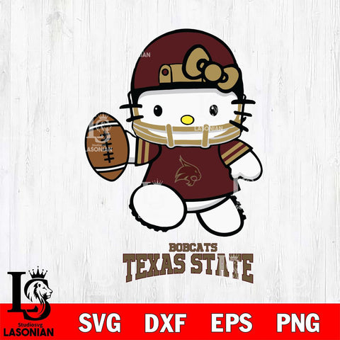 Texas State Bobcats Hello Kitty NCAA 4 Svg Eps Dxf Png File, Digital Download, Instant Download