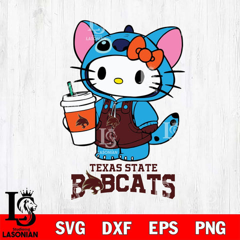 Texas State Bobcats Hello Kitty Stitch Svg Eps Dxf Png File, NCAA svg, Digital Download, Instant Download
