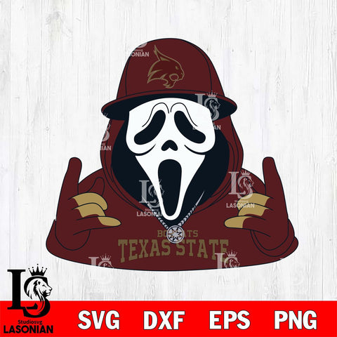 Texas State Bobcats Horror Character Ghostface Sport Svg Eps Dxf Png File, NCAA svg, Digital Download, Instant Download