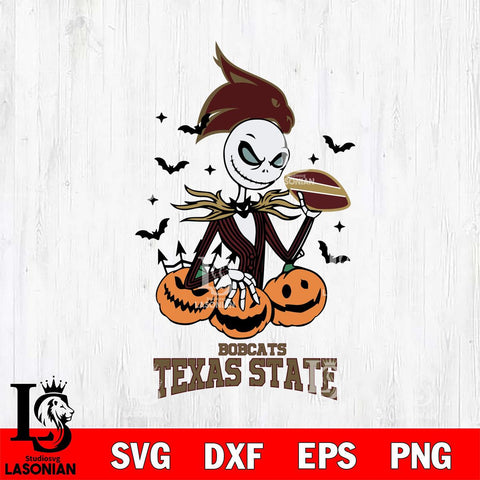 Texas State Bobcats Jack Skellington 2 halloween Svg Eps Dxf Png File, NCAA svg, Digital Download, Instant Download