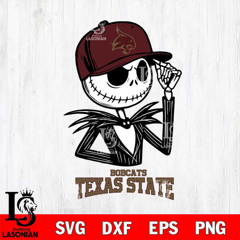 Texas State Bobcats Jack Skellington 3 Halloween Svg Eps Dxf Png File, NCAA svg, Digital Download, Instant Download
