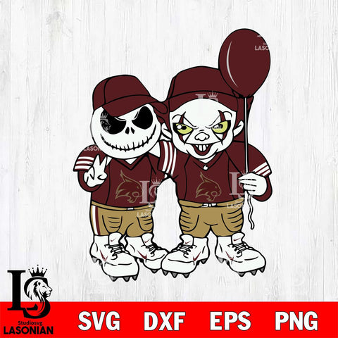 Texas State Bobcats Jack Skellington And Pennywise Football Svg Eps Dxf Png File, NCAA svg, Digital Download, Instant Download