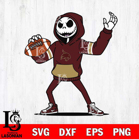 Texas State Bobcats Jack Skellington Football Christmas File Cut, NCAA SVG DXF EPS PNG FILE, Digital Download , Criucut , Silhouette