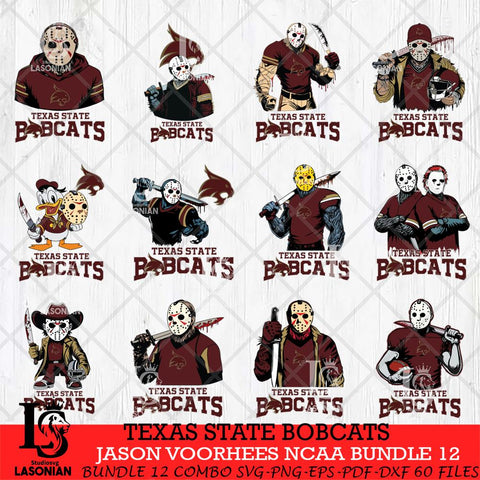 Texas State Bobcats Jason Voorhees NCAA Bundle 12 SVG Svg Eps Dxf Png File, Digital Download