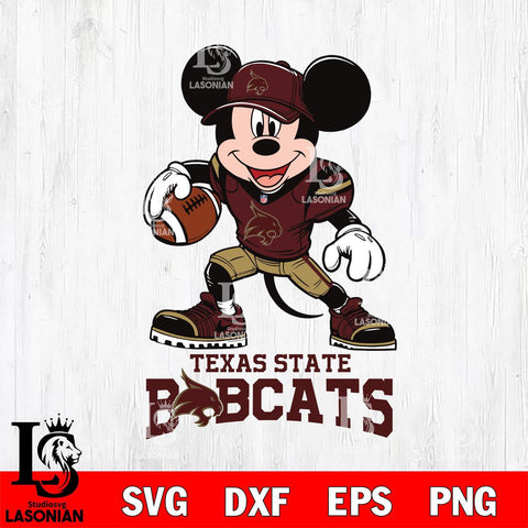 Texas State Bobcats Mikey Mouse Disney, Svg Eps Dxf Png File, Digital Download