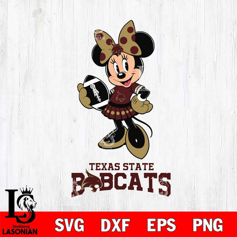 Texas State Bobcats Minnie Mouse, Svg Eps Dxf Png File, Digital Download