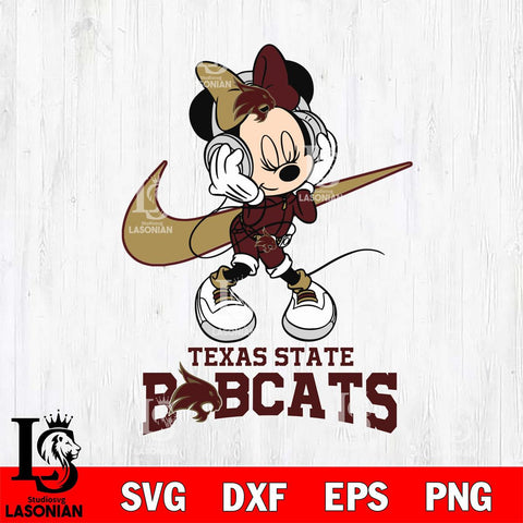 Texas State Bobcats Minnie Mouse Dancing NIKE, Svg Eps Dxf Png File, Digital Download