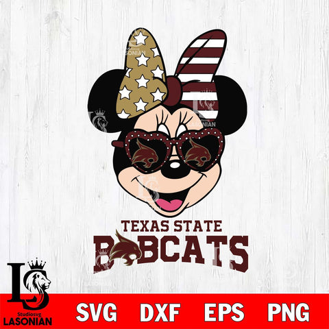 Texas State Bobcats Minnie Mouse Love 2, Svg Eps Dxf Png File, Digital Download