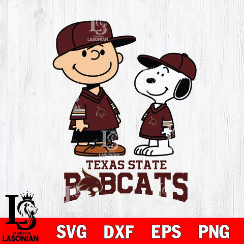 Texas State Bobcats Peanuts Snoopy Football SVG DXF EPS PNG FILE,Snoopy File Cut, NCAA Digital Download,Instant Download,Christmas Silhouette