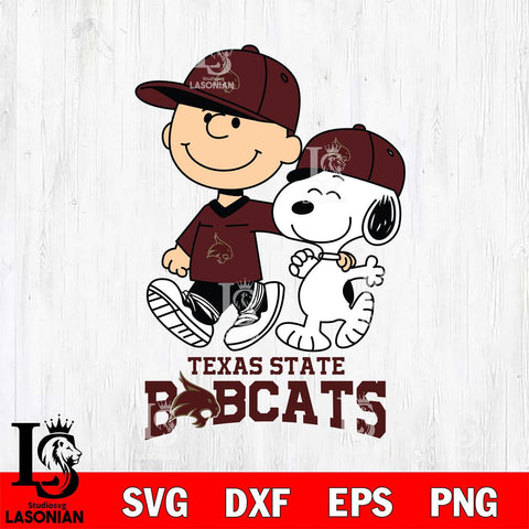 Texas State Bobcats Peanuts Snoopy Friends SVG DXF EPS PNG FILE,Snoopy File Cut, NCAA Digital Download,Instant Download,Christmas Silhouette