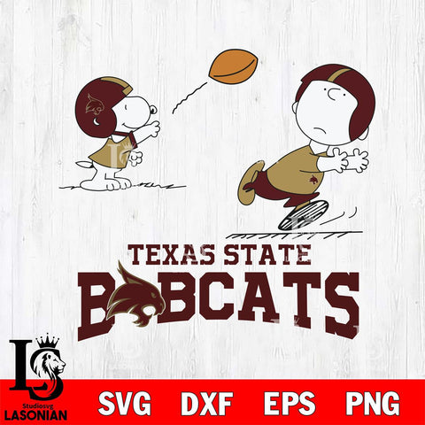 Texas State Bobcats Peanuts play football SVG DXF EPS PNG FILE,Snoopy File Cut, NCAA Digital Download,Instant Download,Christmas Silhouette
