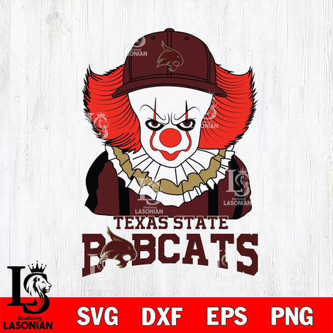 Texas State Bobcats Pennywise Horror Sport 10 Svg Eps Dxf Png File, Digital Download