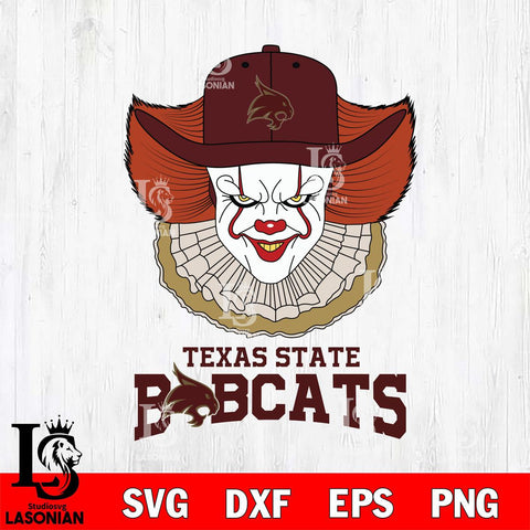 Texas State Bobcats Pennywise Horror Sport 12 Svg Eps Dxf Png File, Digital Download