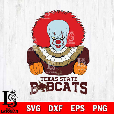 Texas State Bobcats Pennywise Horror Sport 3 Svg Eps Dxf Png File, Digital Download