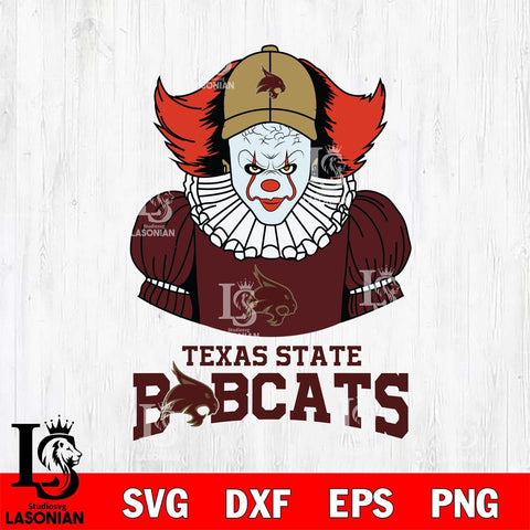 Texas State Bobcats Pennywise Horror Sport 7 Svg Eps Dxf Png File, Digital Download
