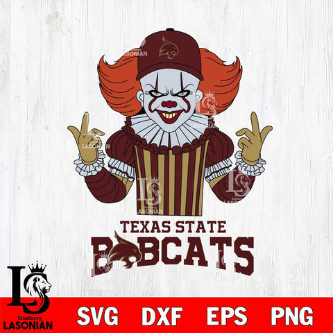 Texas State Bobcats Pennywise Horror Sport 8 Svg Eps Dxf Png File, Digital Download