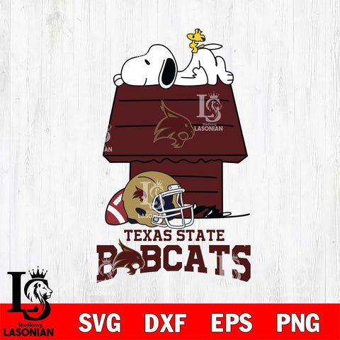 Texas State Bobcats Snoopy Chill Football SVG DXF EPS PNG FILE,Snoopy File Cut, NCAA Digital Download,Instant Download,Christmas Silhouette