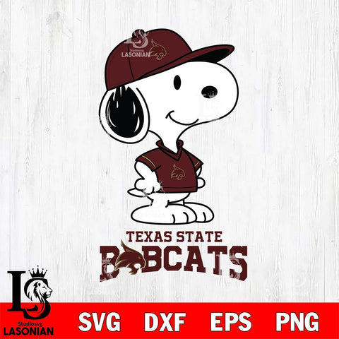 Texas State Bobcats Snoopy Football sport SVG DXF EPS PNG FILE,Snoopy File Cut, NCAA Digital Download,Instant Download,Christmas Silhouette