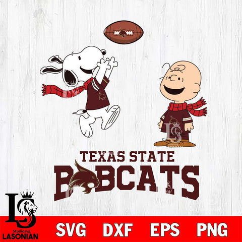 Texas State Bobcats Snoopy & Charlie Brown Football Cricut,Christmas SVG DXF EPS PNG FILE, NCAA Digital Download,Instant Download, Silhouette
