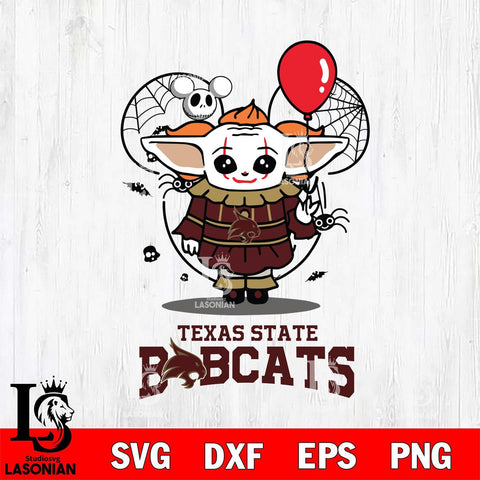 Texas State Bobcats Stitch Pennywise Halloween Svg Eps Dxf Png File, Digital Download, Instant Download