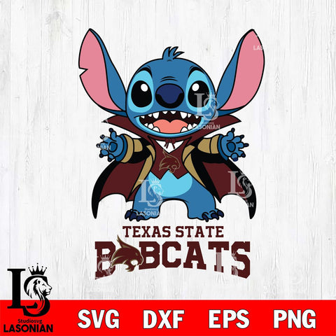 Texas State Bobcats Stitch Vampire halloween Svg Eps Dxf Png File, NCAA svg, Digital Download, Instant Download