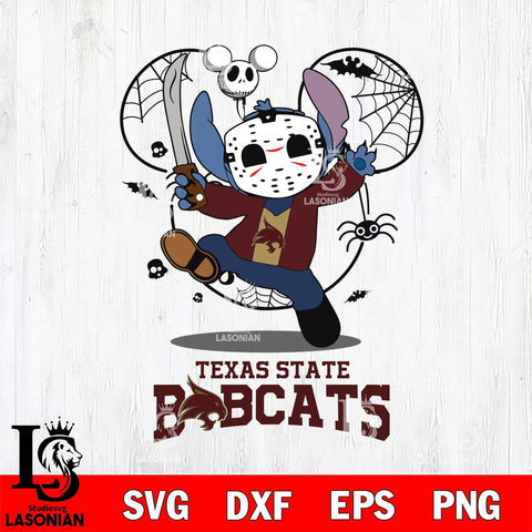 Texas State Bobcats Stitch jason voorhees Halloween Svg Eps Dxf Png File, Digital Download, Instant Download