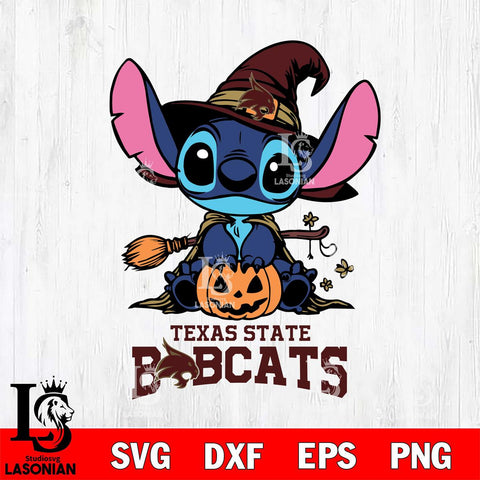 Texas State Bobcats Stitch witch Svg Eps Dxf Png File, NCAA svg, Digital Download, Instant Download