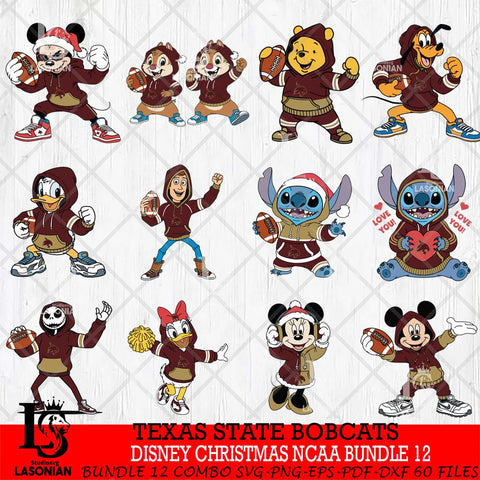 Texas State Bobcats  Disney christmas NCAA Bundle File Cut, Bundle NCAA SVG DXF EPS PNG FILE, Digital Download , Criucut , Silhouette