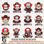Texas State Bobcats  Pennywise Horror NCAA Bundle 12 SVG Svg Eps Dxf Png File, Digital Download