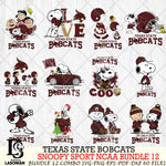 Texas State Bobcats  Snoopy NCAA Bundle 12 SVG Svg Eps Dxf Png File, Digital Download