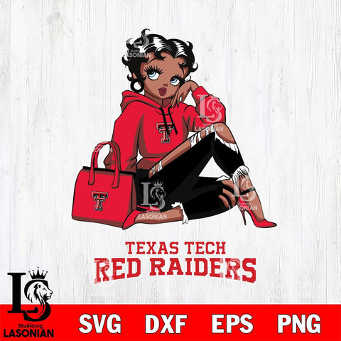 Texas Tech Red Raiders Awesome Black Fan Girl Betty Boop, Svg Eps Dxf Png File, Digital Download