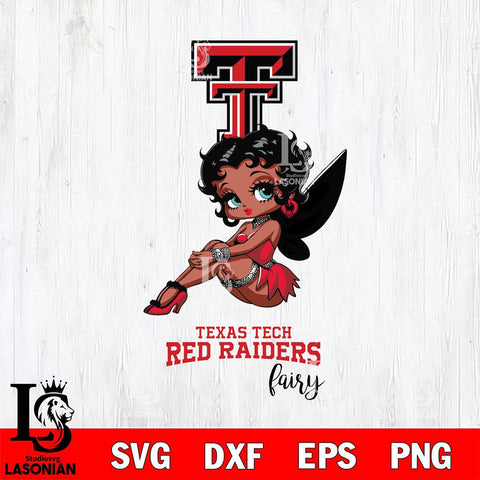 Texas Tech Red Raiders Beauty Black Fairy Betty Boop, Svg Eps Dxf Png File, Digital Download