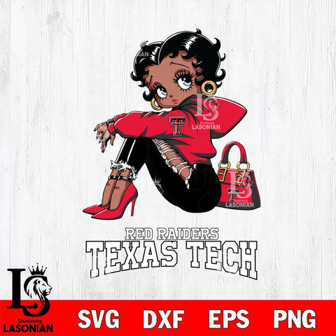 Texas Tech Red Raiders Betty Boop Black Fan Girl Svg Eps Dxf Png File, Digital Download, Instant Download