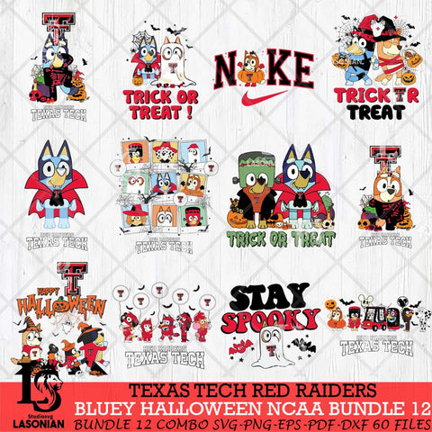 Texas Tech Red Raiders Bluey Halloween NCAA 12 SVG Eps Dxf Png File, Bundle NCAA svg, Digital Download, Instant Download