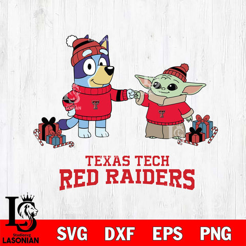 Texas Tech Red Raiders Bluey With Yoda Christmas File Cut, NCAA SVG DXF EPS PNG FILE, Digital Download,Instant Download, Silhouette