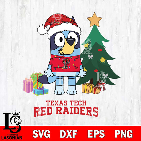 Texas Tech Red Raiders Christmas Bluey Tree Sport Cut Files,Bluey Cricut,Christmas Svg , Bluey svg , Digital Download, dxf eps png pdf file
