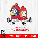 Texas Tech Red Raiders Christmas Bluey & Bingo Sit Cut Files,Bluey Cricut,Christmas Svg , Bluey svg , Digital Download, dxf eps png pdf file