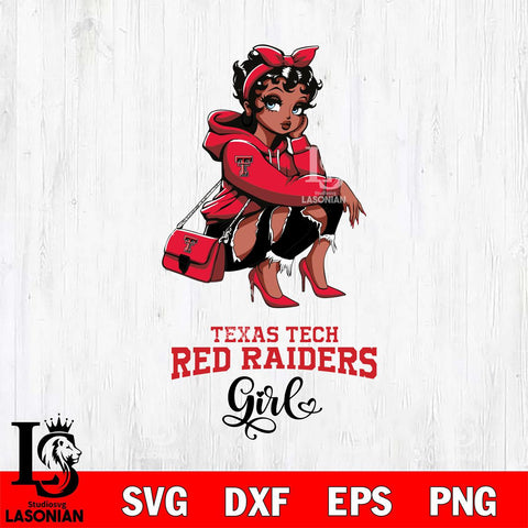 Texas Tech Red Raiders Fashion Black Fan Girl Betty Boop, Svg Eps Dxf Png File, Digital Download