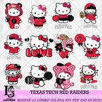 Texas Tech Red Raiders Hello Kitty Bundle 12 SVG Svg Eps Dxf Png File, Digital Download, Instant Download