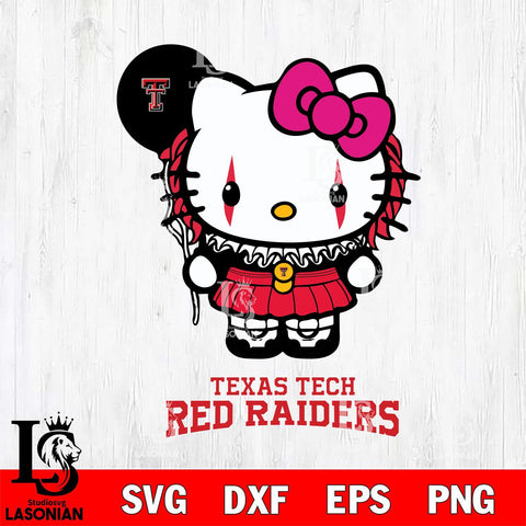 Texas Tech Red Raiders Hello Kitty Horror 7 Svg Eps Dxf Png File, Digital Download