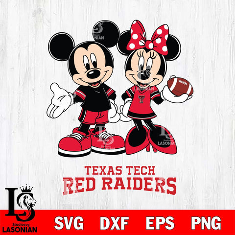Texas Tech Red Raiders Mickey Minnie Football Svg Eps Dxf Png File, NCAA svg , Digital Download , Instant Download, Cricut File