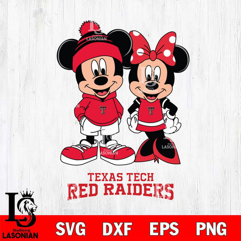 Texas Tech Red Raiders Mickey Minnie Mouse Cute Football Svg Eps Dxf Png File, NCAA svg , File Cut , Digital Download , Instant Download, Cut Svg Files
